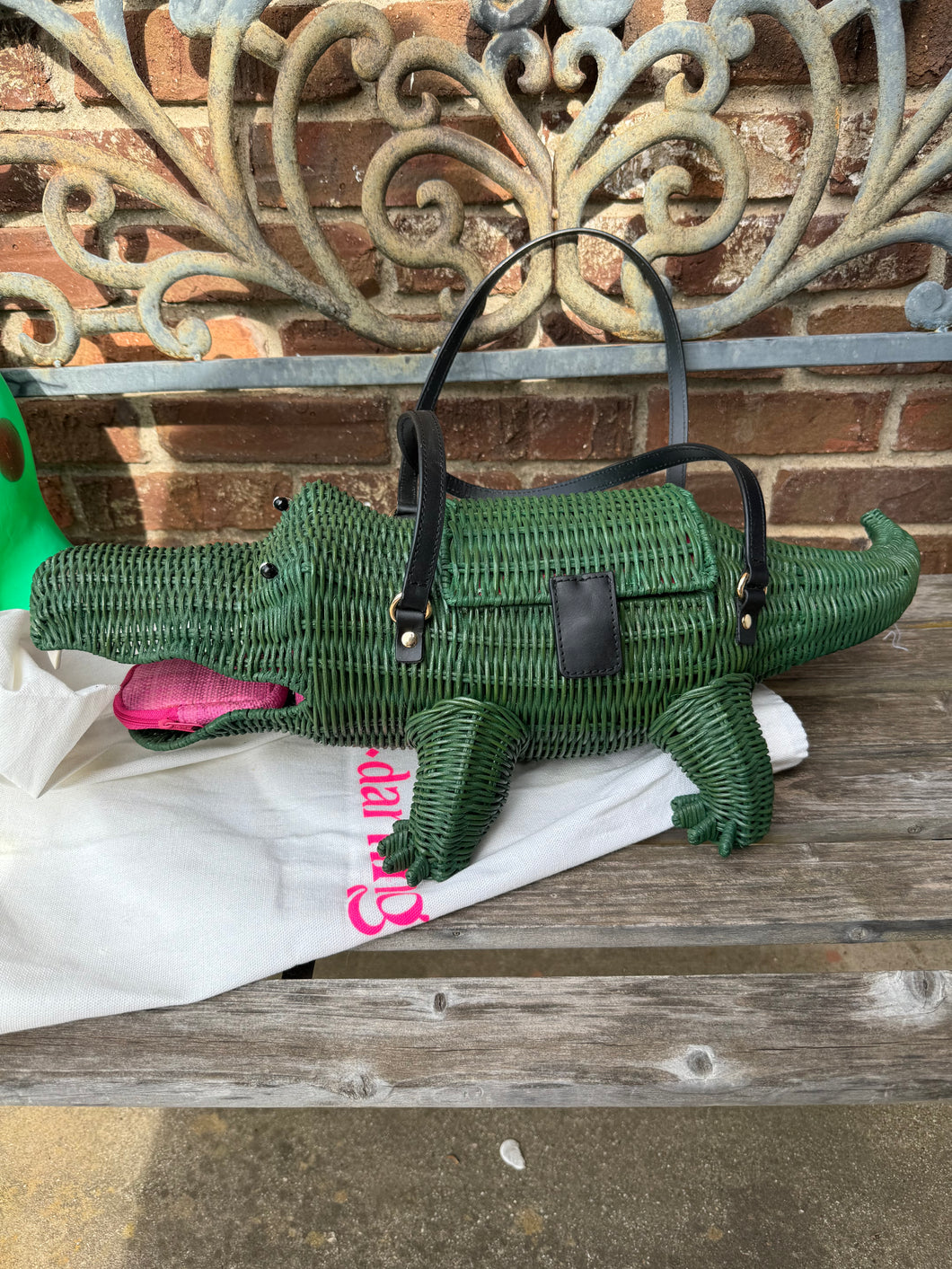 Wickerdarling Crocogator Wicker Novelty Bag