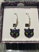 Load image into Gallery viewer, Betsey Johnson Black Cat Earrings