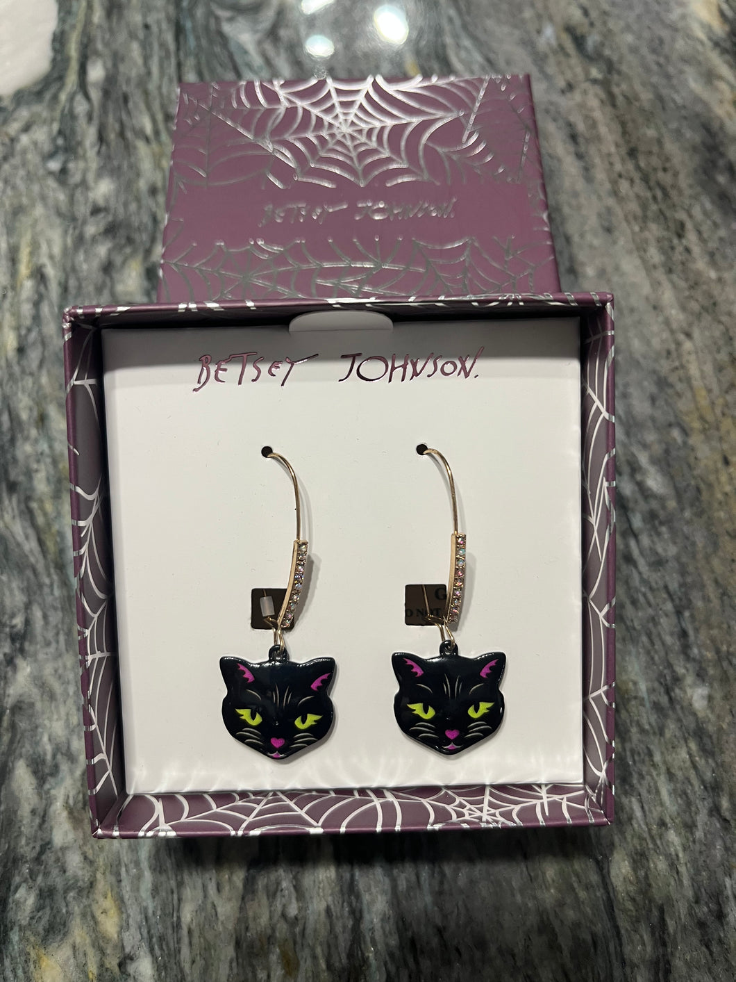 Betsey Johnson Black Cat Earrings